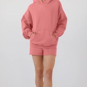 Aritzia TNA Cozy heather deep pink perfect hi rise shorts